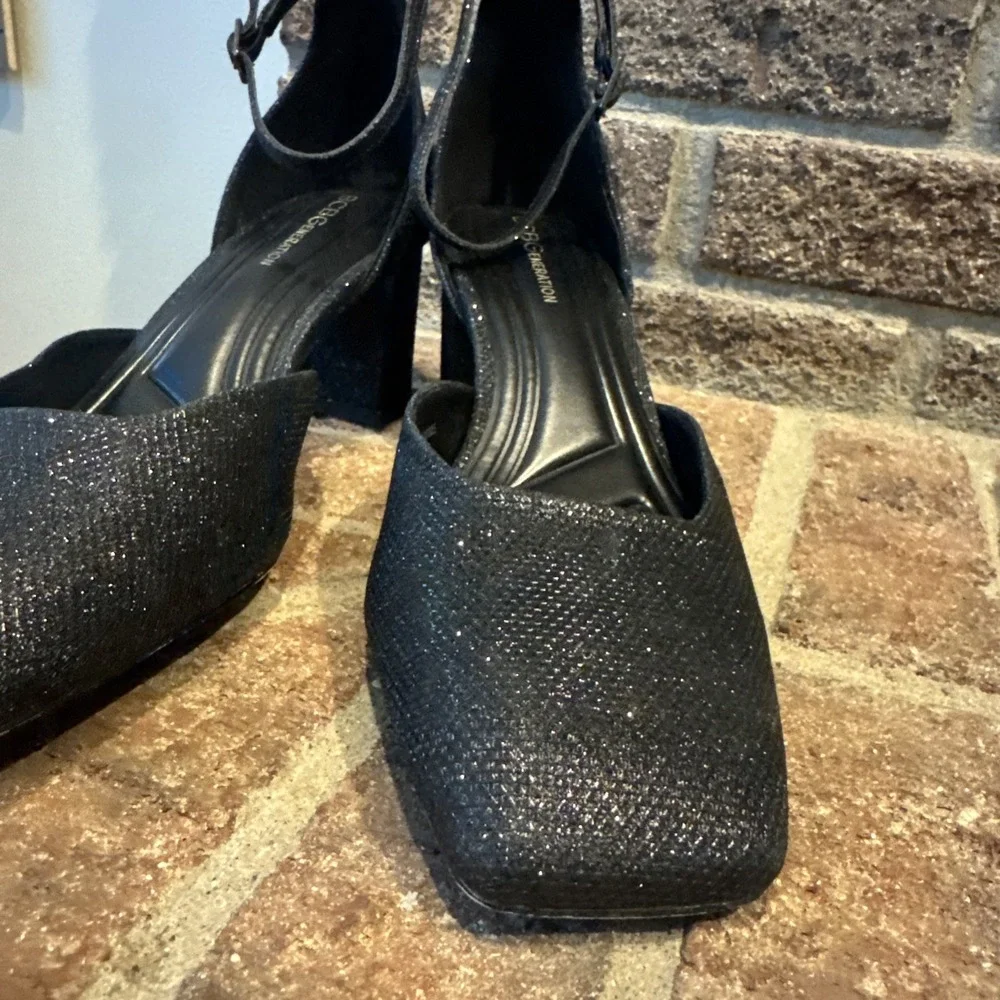 BCBGeneration Rola Shimmery Block Heel Pump Women's Black Size 9M #502